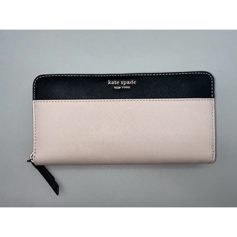 Kate Spade NWT Cameron Large Continental Wallet Warm Beige Black